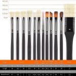 Paint Brush Set 12pcs, Natural Hog Bristle Long Handle Professional Artist Brushes Anti-Shedding, Art Supplies for Kids and Adults for Acrylic and Oils Painting, Watercolor, Face Painting Craft - Image 4